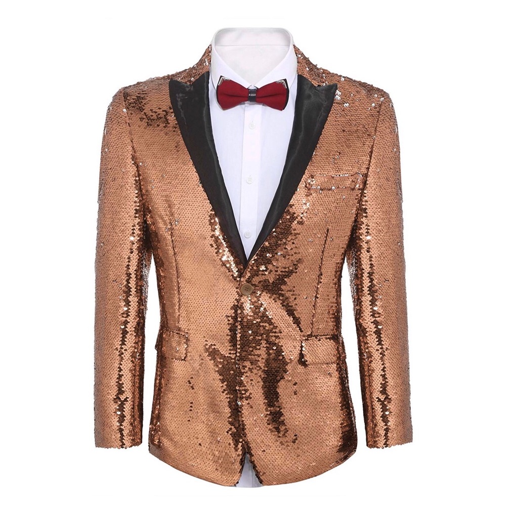 Rose gold men’s sequin blazer medium
